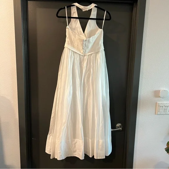 kim kardashian grey dress Renita Halterneck Button Maxi Dress White
